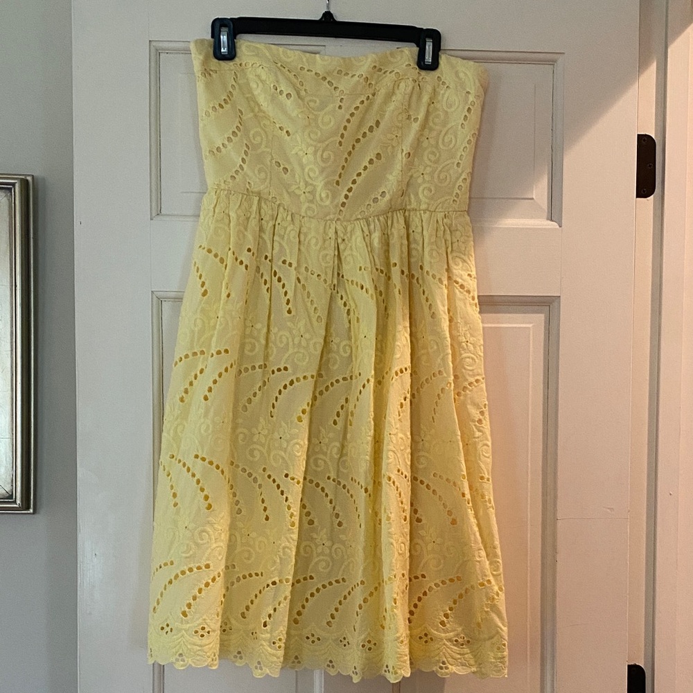 Madison Strapless Yellow Eyelet Summer Dress